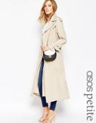 Asos Petite Trench With Double Layer Detail - Stone
