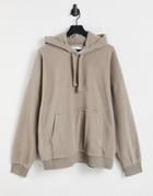 Topman Oversized Felt Hoodie In Stone-neutral