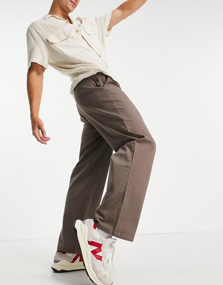 Asos Design Chinos In Wide Fit In Brown
