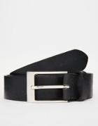 Asos Smart Leather Belt In Black With Chevron Emboss - Black