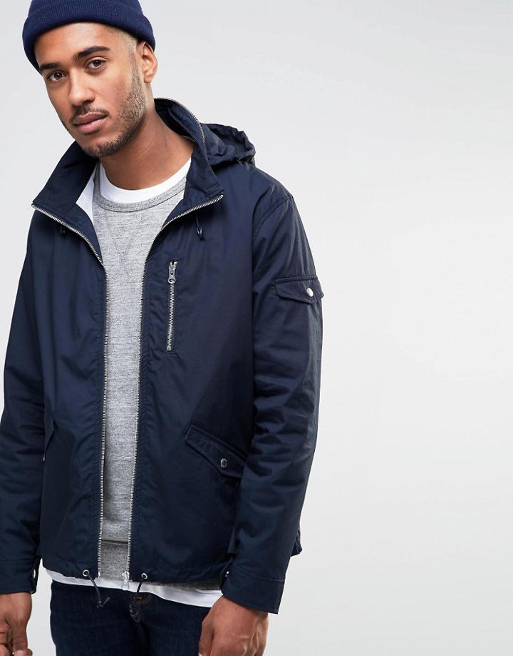 Farah Rampton Hooded Zip Thru Jacket - Navy