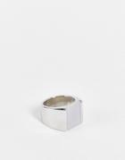 Asos Design Signet Ring With Frosted Resin In Silver Tone