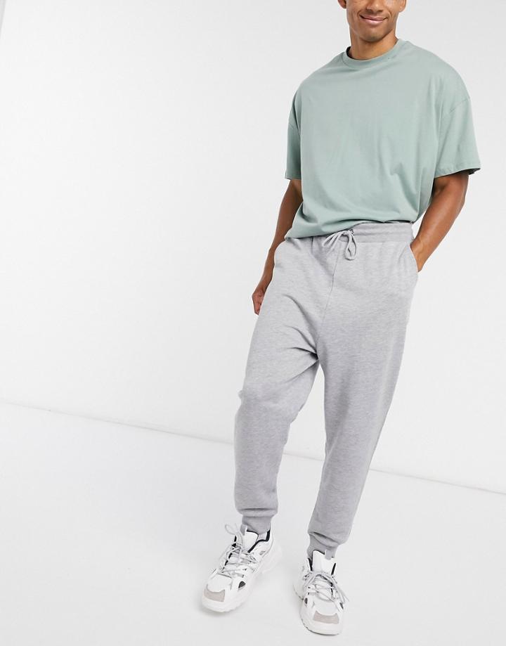 Asos Design Drop Crotch Sweatpants In Gray Heather-grey