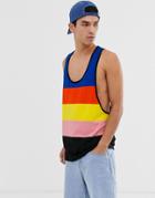 Asos Design Extreme Racer Back Tank With Bright Color Block - Multi