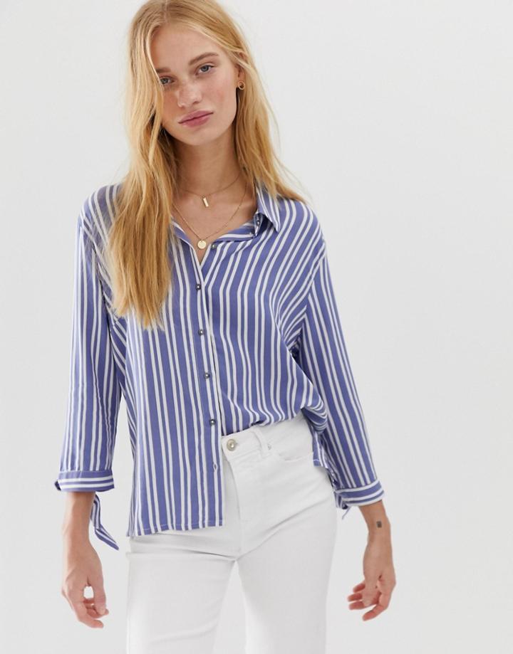 Jdy Stripe Shirt With Tie Cuff-blue