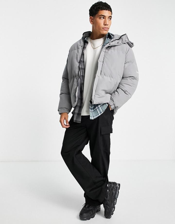Good For Nothing Boxy Puffer Jacket In Gray-grey