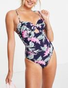 Oasis Knotted Swimsuit In Floral-multi