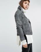 Goosecraft Antique Suede Biker Jacket - Gray