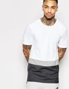 Religion Longline T-shirt With Contrast Woven Panel - White