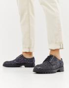Truffle Collection Glitter Lace Up Shoe In Petrol - Silver