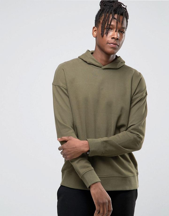 Selected Homme Hoodie With Dropped Shoulder - Green
