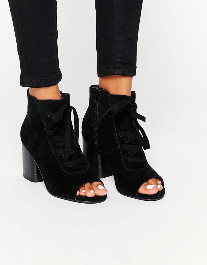 Asos Ressin Suede Lace Up Boots - Black