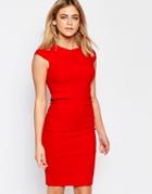Vesper Marie Pencil Dress With Pocket Detail - Red