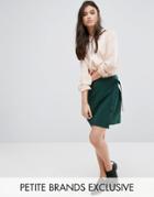 Alter Petite Wrap Front Mini Skirt With Tie Side Detail - Green