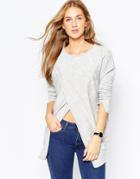 Asos Sweater With Split Front - Gray