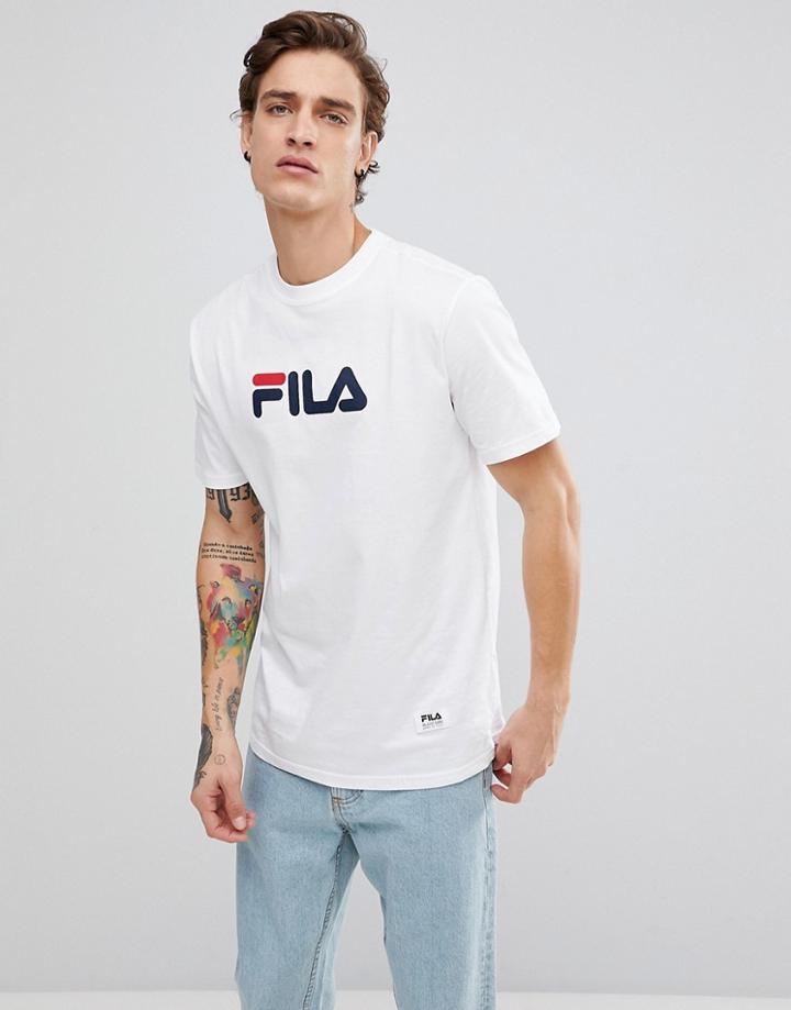 Fila Black Line T-shirt With Large Logo In White - White