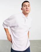 Asos Design Oversized Heavyweight Polo With Deep Placket In Lilac-purple