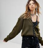 Milk It Vintage Military Cardigan With Hook And Eye Trim - Green