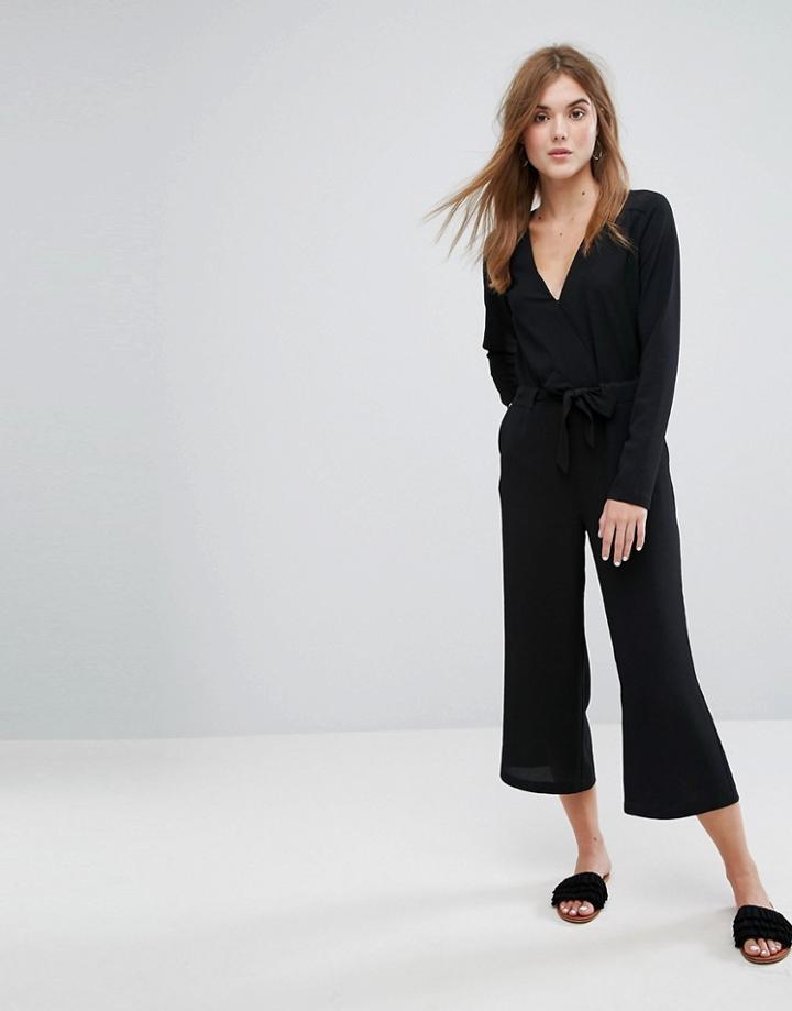 Vila Tie Waist Jumpsuit - Black