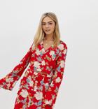 Miss Selfridge Blouse With Tie Detail In Floral Print-red
