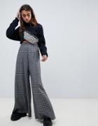 The Ragged Priest Wide Leg Pants In Check - Black