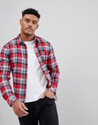 Pull & Bear Slim Fit Check Shirt In Red - Red