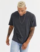 Asos Design Oversized T-shirt With Raw Neck In Charcoal Marl