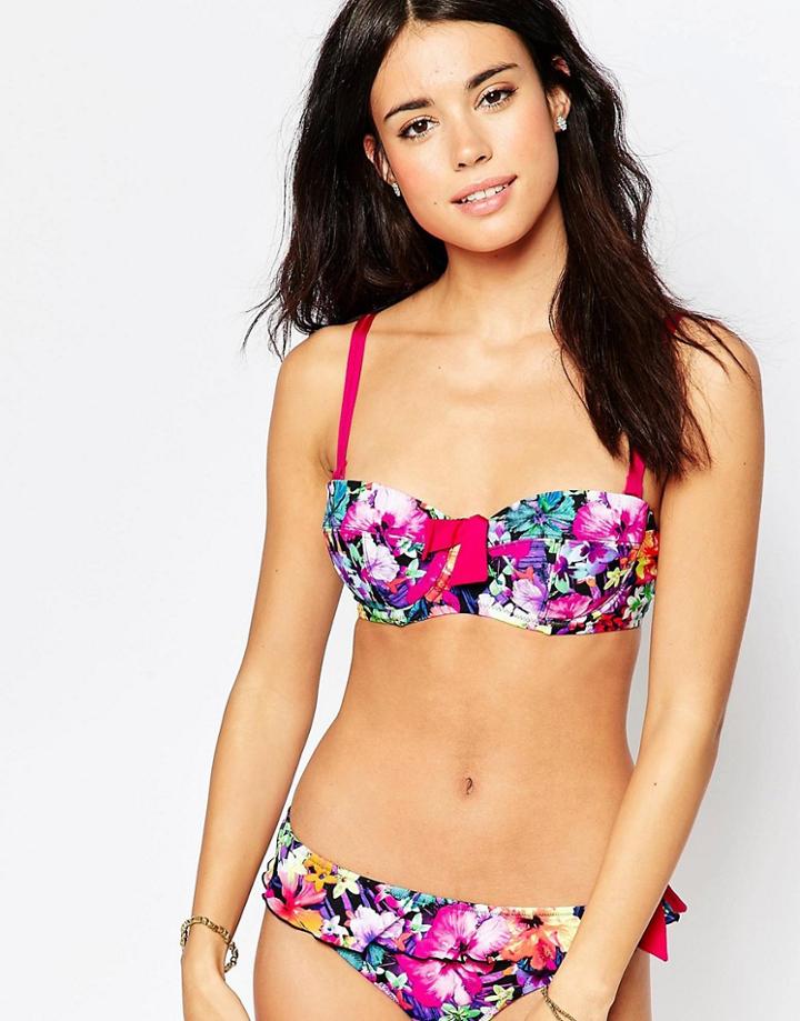 Pour Moi Polynesia Padded Strapless Bikini Top - Multi