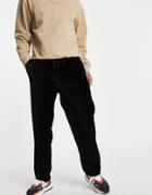 Asos Design Straight Leg Ribbed Velour Sweatpants In Black