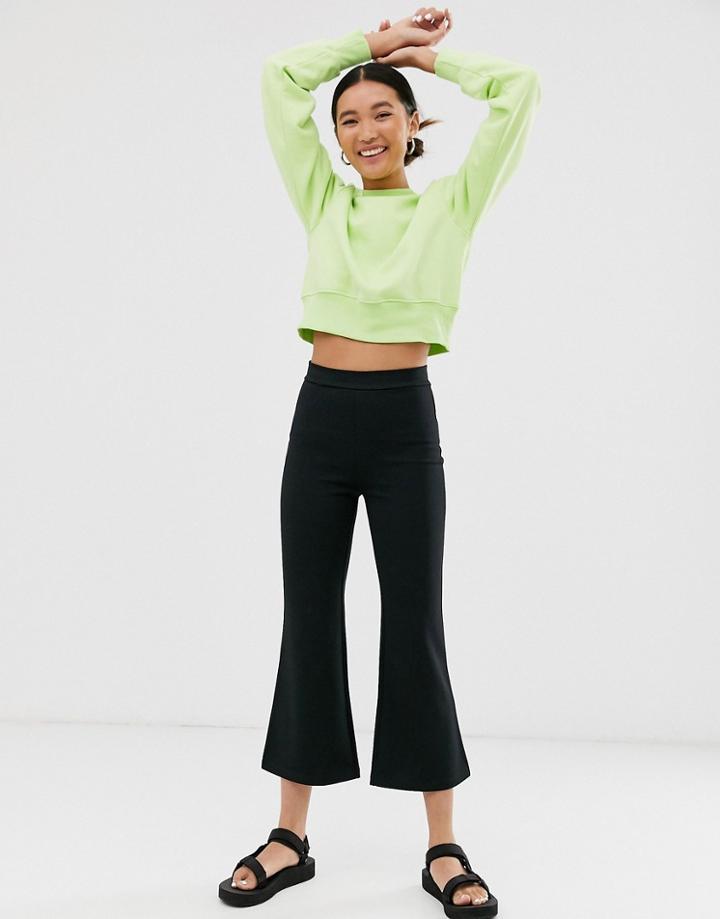 Monki Flared Cropped Pants In Black