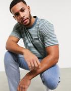 Nicce Riva Stripe T-shirt With Small Logo In Blue-blues