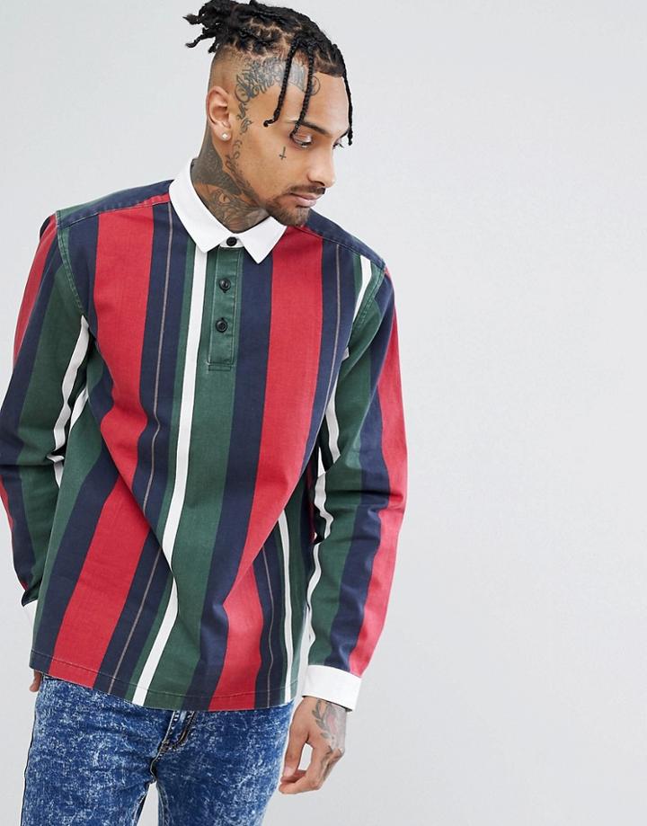 Asos Regular Fit Rugby Shirt With Stripes - Green