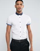 New Look Regular Fit Smart Shirt With Contrast Collar And Sleeve Trims - White