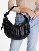 Glamorous Pleated Sling Shoulder Bag In Black