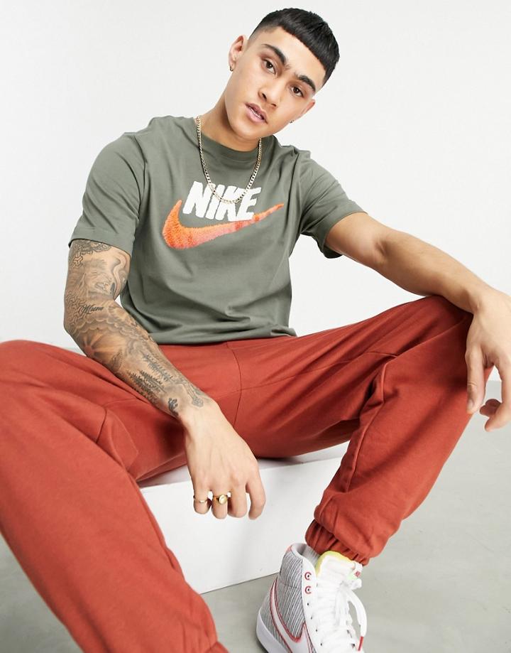 Nike Brand Mark Logo T-shirt In Khaki-green