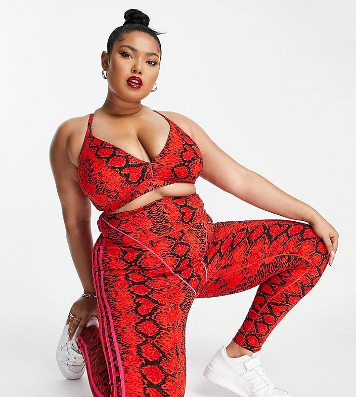 Adidas Originals X Ivy Park Plus Leggings In Red And Black