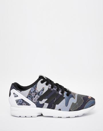 Adidas Originals Rita Ora Elegant Print Zx Flux Sneakers - Black
