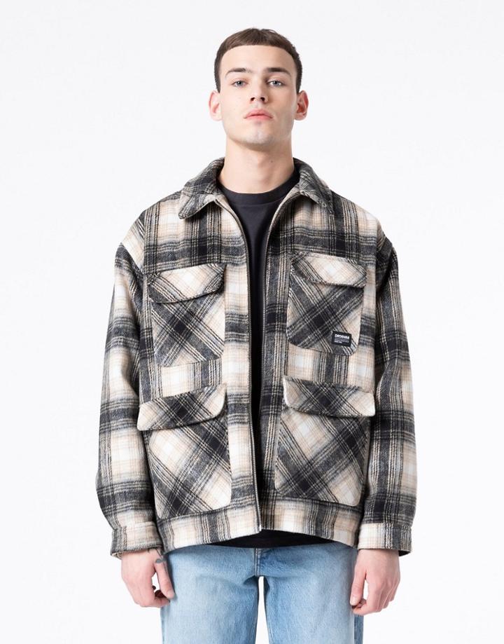 Dr Denim Check Flannel Jacket In Relaxed Fit In Multi