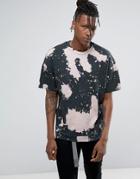 Bershka Short Sleeve Sweatshirt In Pink Ink Dye Print - Multi