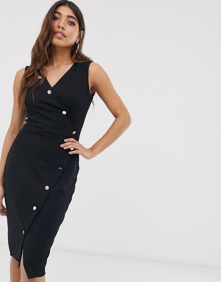 Lipsy Button Midi Dress - Black