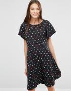 Trollied Dolly Swing For Your Supper Butterfly Print Dress - Black