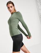 Asos 4505 Curve Icon Long Sleeve Slim Fit Top-green