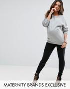 Missguided Maternity Ribbed Over The Bump Leggings - Black