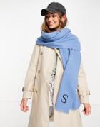 Asos Design Recycled Blend Personalized Scarf With S Initial In Blue-black