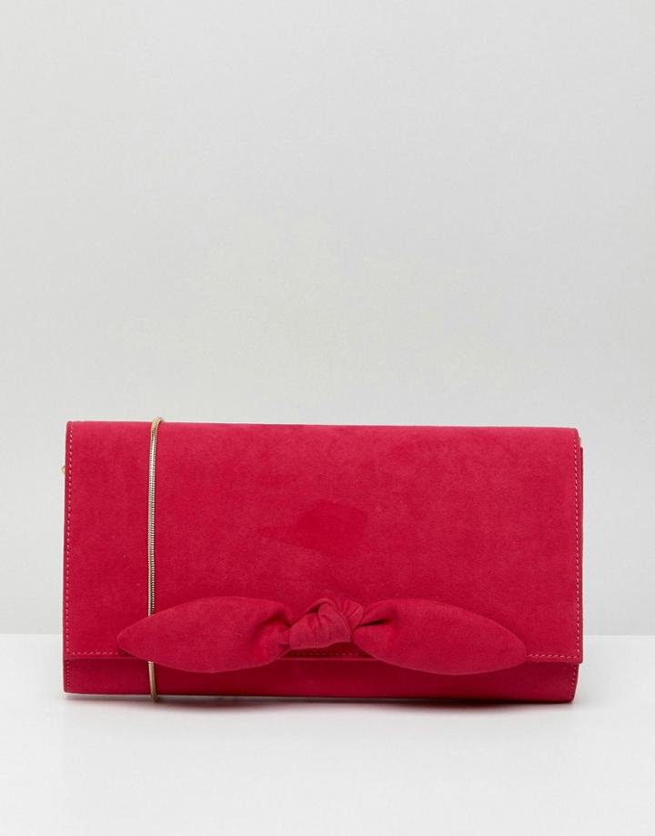 Miss Kg Suedette Small Bow Clutch - Pink
