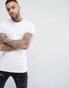 Asos Longline Muscle T-shirt With Crew Neck In White - White