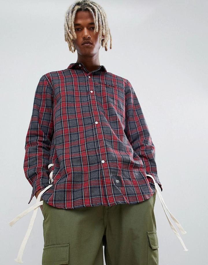 Sixth June Oversized Shirt In Red Check - Red