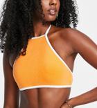 Collusion Highneck Bikini Top In Orange Towelling - Part Of A Set - Orange