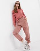 Asos Design Mix & Match Two-piece Oversized Jogger With Pintuck In Rose-pink
