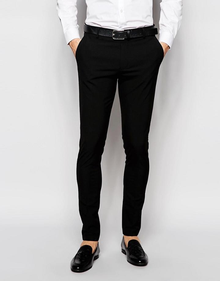 Selected Homme Super Skinny Suit Pants With Stretch - Black